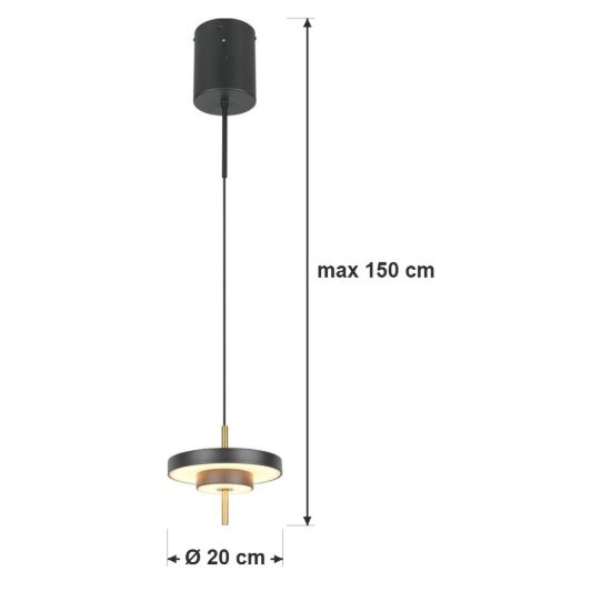 Lampada a sospensione led 10w 2300k 3000k 4000k nera e caffè a dischi sovrapposti