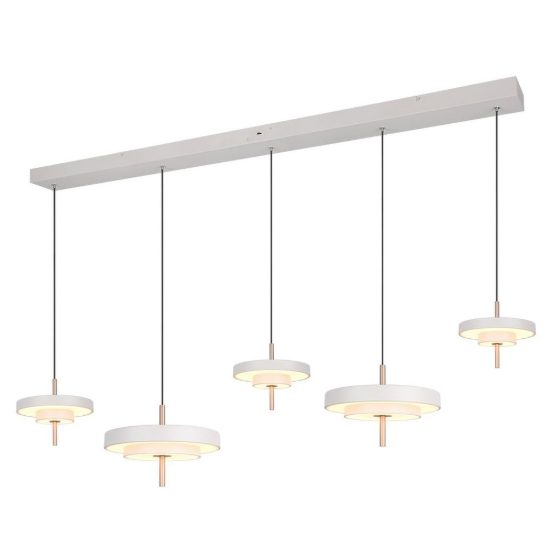 Lampadario 5 luci led 50w 2300k 3000k 4000k lineare grigio caldo e caffè a dischi sovrapposti