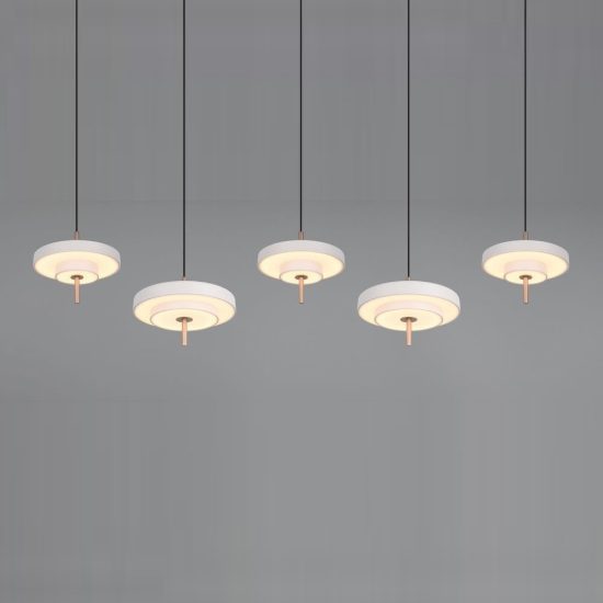Lampadario 5 luci led 50w 2300k 3000k 4000k lineare grigio caldo e caffè a dischi sovrapposti