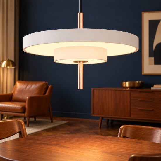 Lampadario led 34,5w 2300k 3000k 4000k grigio caldo e caffè a dischi sovrapposti