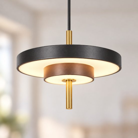 Lampadario led 34,5w 2300k 3000k 4000k nero e caffè a dischi sovrapposti