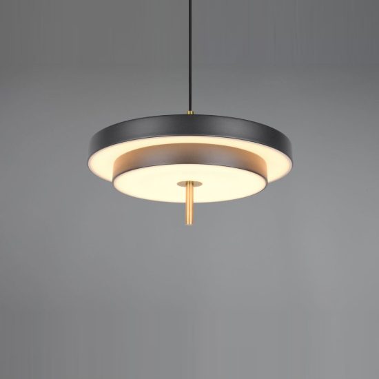 Lampadario led 34,5w 2300k 3000k 4000k nero e caffè a dischi sovrapposti