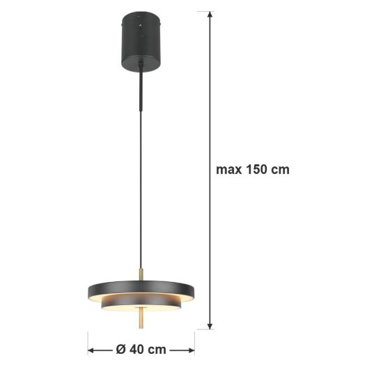 Lampadario led 34,5w 2300k 3000k 4000k nero e caffè a dischi sovrapposti