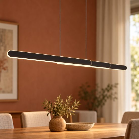 Lampadario a barra lineare led 48w cct 2700k 6500k touch per sala da pranzo estensibile nero