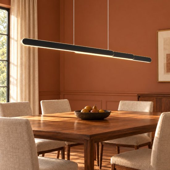 Lampadario a barra lineare led 48w cct 2700k 6500k touch per sala da pranzo estensibile nero