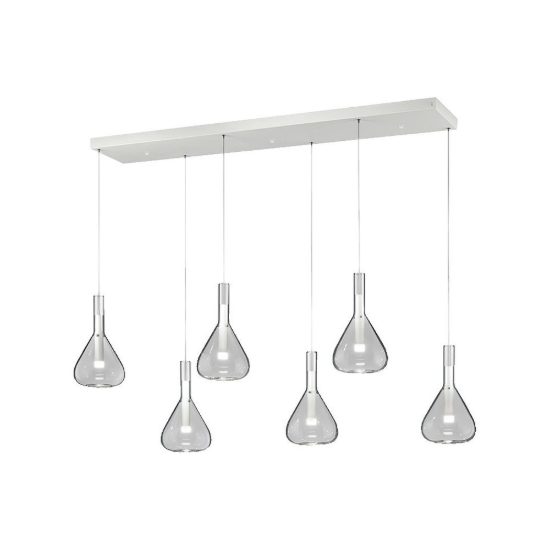 Lampadario a sospensione 6 luci led 33,6w 2000k 4000k dim to warm bianco con vetri trasparenti