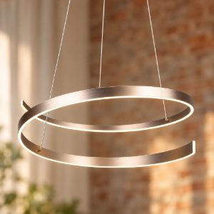 Lampadario a sospensione led 50w 2000k 4000k dimmerabile dim to warm a spirale nichel opaco