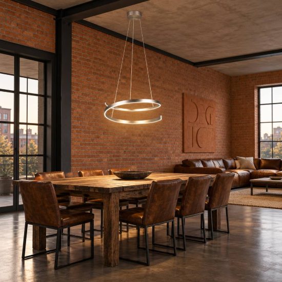 Lampadario a sospensione led 50w 2000k 4000k dimmerabile dim to warm a spirale nichel opaco