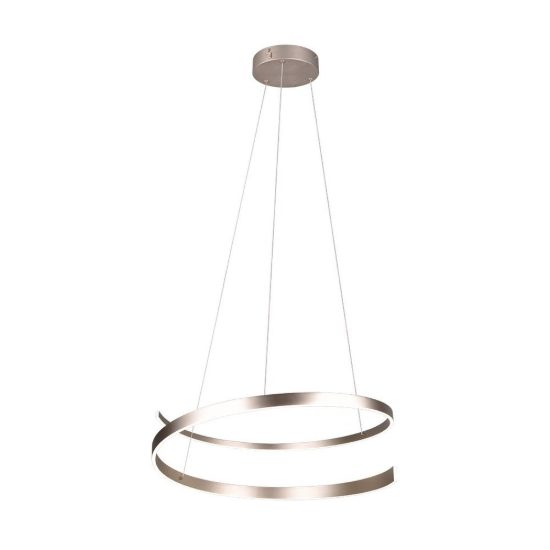 Lampadario a sospensione led 50w 2000k 4000k dimmerabile dim to warm a spirale nichel opaco