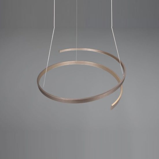 Lampadario a sospensione led 50w 2000k 4000k dimmerabile dim to warm a spirale nichel opaco