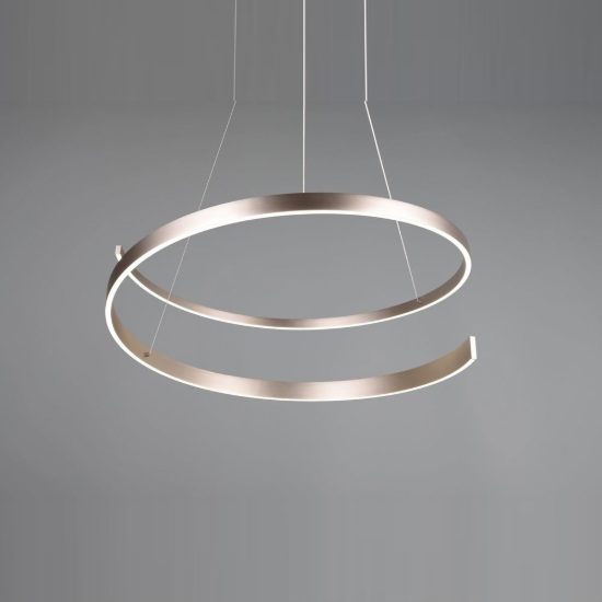 Lampadario a sospensione led 50w 2000k 4000k dimmerabile dim to warm a spirale nichel opaco