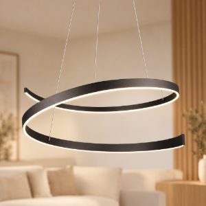 Lampadario a sospensione led 50w 2000k 4000k dimmerabile dim to warm a spirale nero