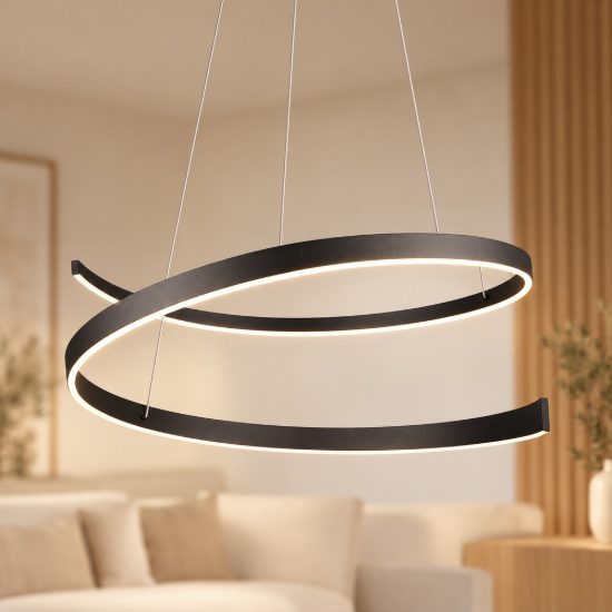 Lampadario a sospensione led 50w 2000k 4000k dimmerabile dim to warm a spirale nero