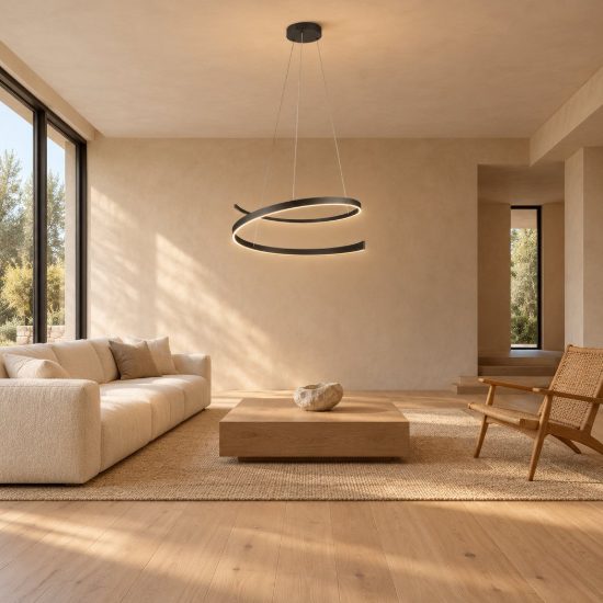 Lampadario a sospensione led 50w 2000k 4000k dimmerabile dim to warm a spirale nero