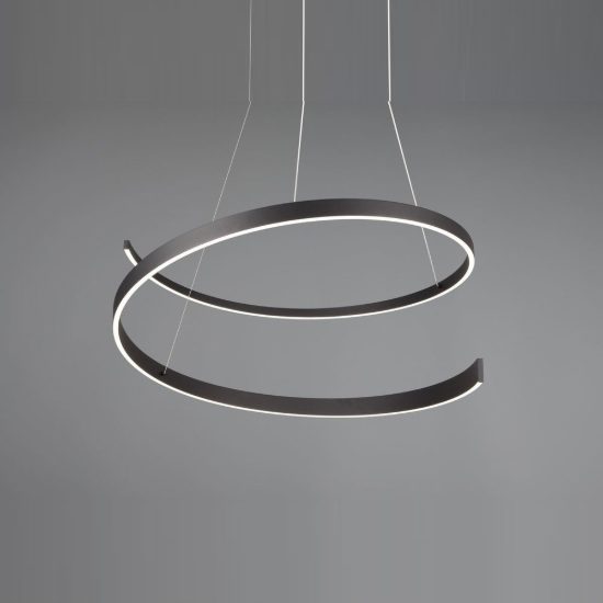 Lampadario a sospensione led 50w 2000k 4000k dimmerabile dim to warm a spirale nero