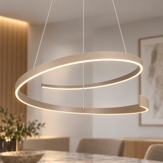 Lampadario a sospensione led 50w 2000k 4000k dimmerabile dim to warm a spirale tortora