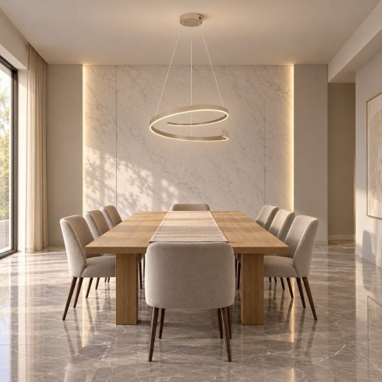 Lampadario a sospensione led 50w 2000k 4000k dimmerabile dim to warm a spirale tortora
