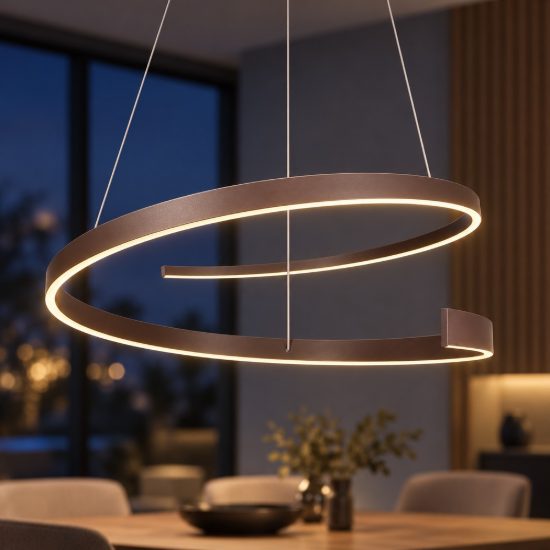 Lampadario a sospensione led 50w 2000k 4000k dimmerabile dim to warm a spirale caffè