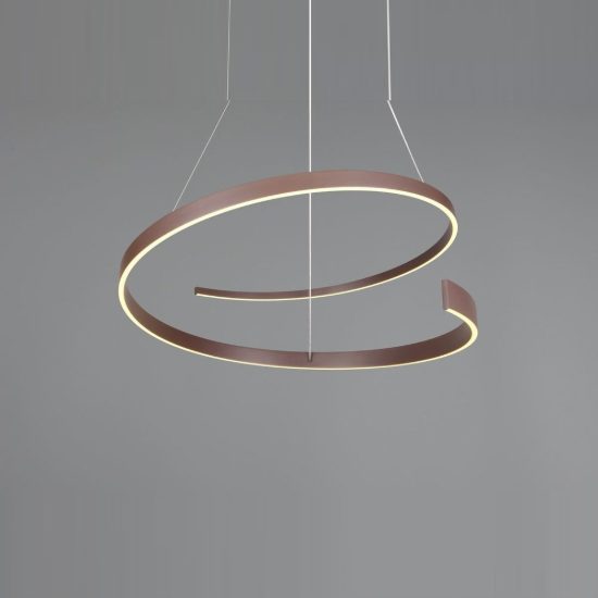 Lampadario a sospensione led 50w 2000k 4000k dimmerabile dim to warm a spirale caffè