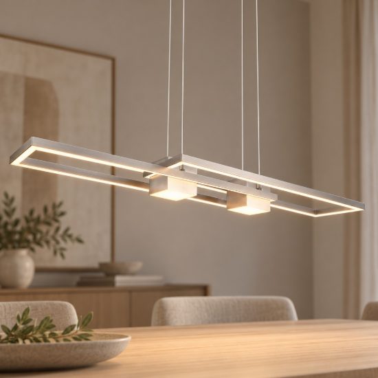 Lampadario a sospensione led 37w cct 2700k 6500k con telecomando bi-emissione nichel opaco