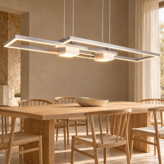 Lampadario a sospensione led 37w cct 2700k 6500k con telecomando bi-emissione nichel opaco