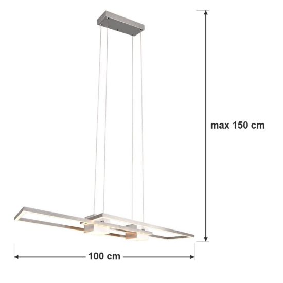 Lampadario a sospensione led 37w cct 2700k 6500k con telecomando bi-emissione nichel opaco