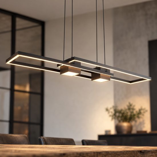 Lampadario a sospensione led 37w cct 2700k 6500k con telecomando bi-emissione nero