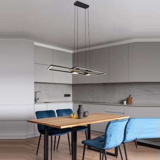 Lampadario a sospensione led 37w cct 2700k 6500k con telecomando bi-emissione nero