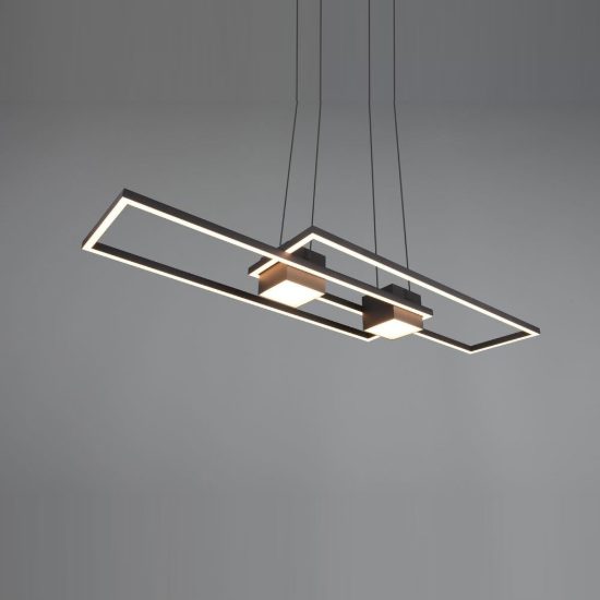 Lampadario a sospensione led 37w cct 2700k 6500k con telecomando bi-emissione nero