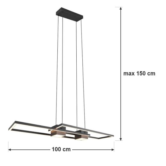 Lampadario a sospensione led 37w cct 2700k 6500k con telecomando bi-emissione nero