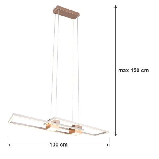 Lampadario a sospensione led 37w cct 2700k 6500k con telecomando bi-emissione caffè