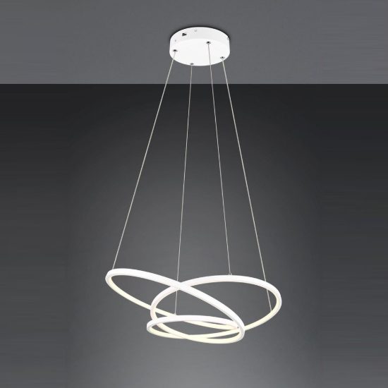 Lampadario led 34w cct 2300k 3000k 4000k per sala da pranzo moderno a filo curvo bianco