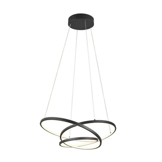Lampadario a sospensione led 34w cct 2300k 3000k 4000k per sala da pranzo moderno a filo curvo nero