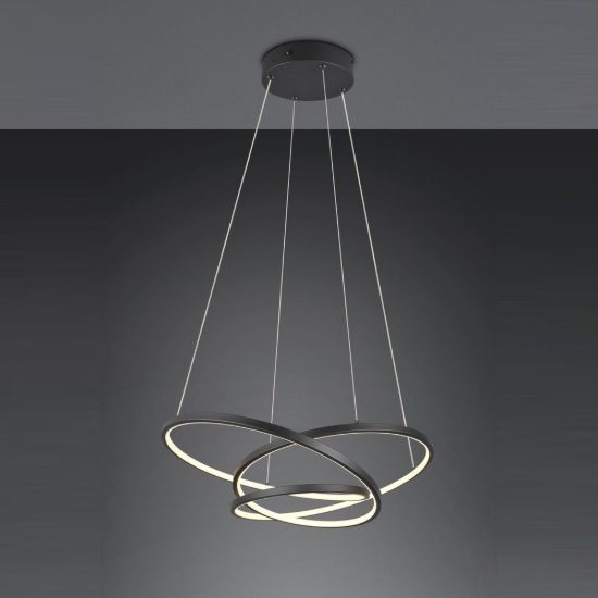 Lampadario a sospensione led 34w cct 2300k 3000k 4000k per sala da pranzo moderno a filo curvo nero