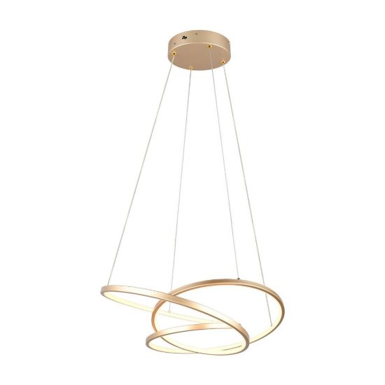 Lampadario a sospensione led 34w cct 2300k 3000k 4000k per sala da pranzo moderno a filo curvo oro