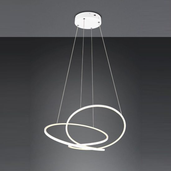 Lampadario led 52w cct 2300k 3000k 4000k per sala da pranzo moderno a filo curvo bianco