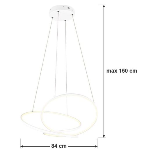 Lampadario led 52w cct 2300k 3000k 4000k per sala da pranzo moderno a filo curvo bianco