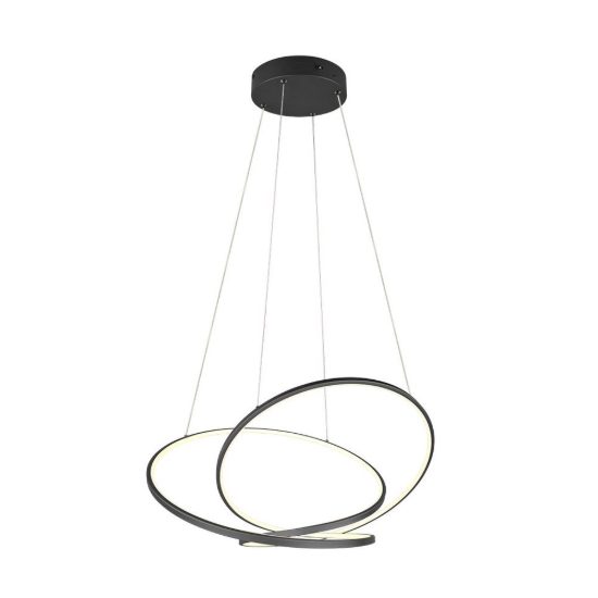 Lampadario a sospensione led 52w cct 2300k 3000k 4000k per sala da pranzo moderno a filo curvo nero
