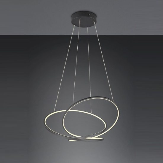 Lampadario a sospensione led 52w cct 2300k 3000k 4000k per sala da pranzo moderno a filo curvo nero