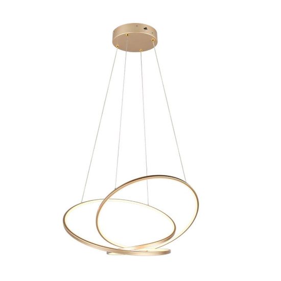 Lampadario a sospensione led 52w cct 2300k 3000k 4000k per sala da pranzo moderno a filo curvo oro