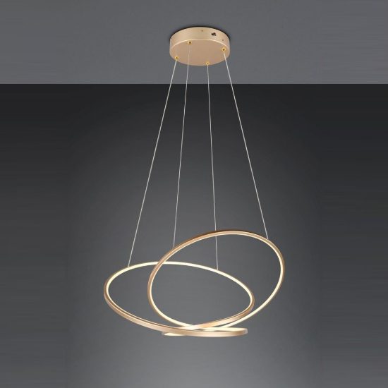 Lampadario a sospensione led 52w cct 2300k 3000k 4000k per sala da pranzo moderno a filo curvo oro