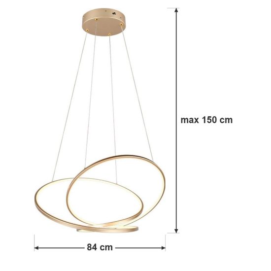 Lampadario a sospensione led 52w cct 2300k 3000k 4000k per sala da pranzo moderno a filo curvo oro