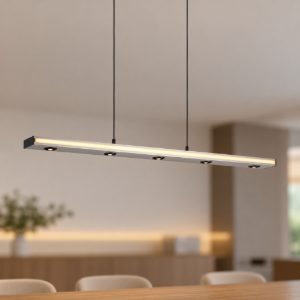 Lampadario lineare led 41,5w cct 2300k 3000k 4000k per sala da pranzo bi-emissione nichel opaco