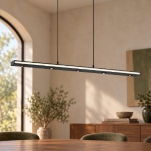 Lampadario lineare led 41,5w cct 2300k 3000k 4000k per sala da pranzo bi-emissione nero