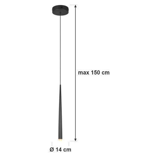 Lampada a sospensione led 5,5w cct 2300k 3000k 4000k per cucina nera