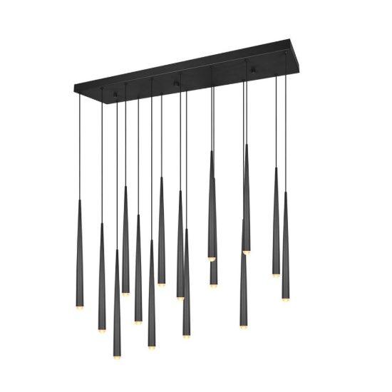 Lampadario a sospensione con 15 pendenti led 57w cct 2300k 3000k 4000k per sala da pranzo nero