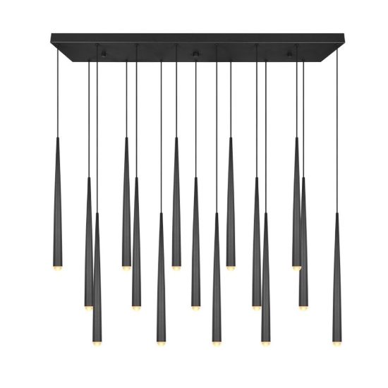 Lampadario a sospensione con 15 pendenti led 57w cct 2300k 3000k 4000k per sala da pranzo nero