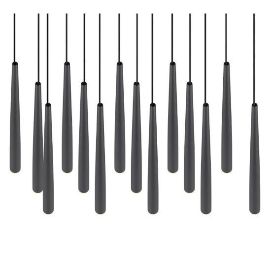 Lampadario a sospensione con 15 pendenti led 57w cct 2300k 3000k 4000k per sala da pranzo nero