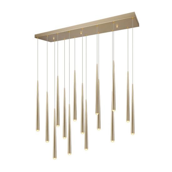 Lampadario a sospensione 15 luci led 57w 2300k 3000k 4000k per sala da pranzo oro