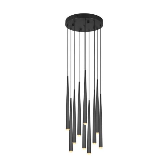 Lampadario a sospensione 10 luci led 38w 2300k 3000k 4000k per sala da pranzo nero